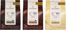 "Callebaut" tamsaus, pieniško ir baltojo šokolado drožlės (3 x 2,5 kg paketas)