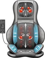 "Comfier Shiatsu" oro kompresinio masažo sėdynė, pagalvėlė su minkymo, ritininiu ir vibraciniu masažu, 3D nugaros masažuoklis su šiluma, skirtas reguliuojamam kaklo, pečių, nugaros ir šlaunų masažui