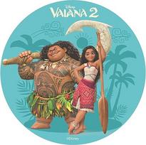 "Dekora", "Moana" ir "Maui" 2 torto papuošalai, valgomoji torto dekoracija vaikų gimtadieniui, valgomasis popierinis torto papuošalas, apvalus, 20 cm