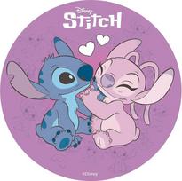 "Dekora", "Stitch & Angel" Valgomas vaflinis popierius "Disney" gimtadienio torto apdaila vaikams Apvalus torto viršelis 20 cm