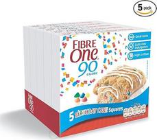 "Fibre One" 5 x 24 g kvadratinis gimtadienio pyragas su 90 kalorijų
