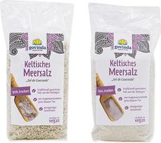 "Govinda" keltų jūros druska (500 g rupios ir 500 g smulkios) | Sel de Guerande | Nerafinuota ir natūrali | Rankų darbo Prancūzijoje | Daug magnio | Be dirbtinių priedų | Idealiai tinka maisto gaminimui