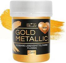 "He-Ju" maistiniai dažai "Metallic Gold", 25 ml, valgomieji blizgučiai gėrimams ir maistui (aukso spalvos, 25 ml)