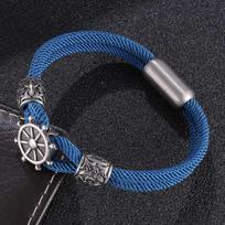 Navy Style Men Women Mixing Knot Milan Rope Stainless Steel Buckle Outdoor Compass Jewelry Pulseras 165mm mėlyna