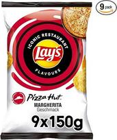 "Lay's Pizza Hut Margherita" - traškūs bulvių traškučiai su prieskoniais sėkmingam vakarėliui (9 x 150g)