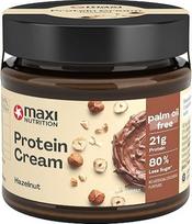 "MaxiNutrition" baltyminis kremas "Lazdynų riešutų riešutas" 200 g stiklinėje, 21 % baltymų ir 24 % lazdyno riešutų turintis šokoladinis kremas, kuriame yra tik 7,7 g cukraus (80 % mažiau nei įprastuose tepamuosiuose kremuose)