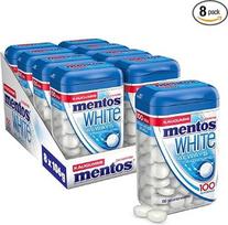 "Mentos" kramtomoji guma "Always White", 8 XL skardinės, 100 kramtomųjų gumų be cukraus, pipirmėčių skonio, skirtos švytinčioms šypsenoms (8 x 106 g)