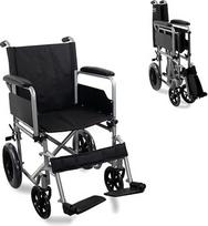 "Mobiclinic®", "Marsella" sulankstomas ir lengvas neįgaliųjų vežimėlis, greitai nuimami ratukai paspaudus mygtuką, tvirtas, sėdynės plotis 46 cm, sulankstomas kojų ir rankų atramos, stabdžių svirtis, 12 colių padangos