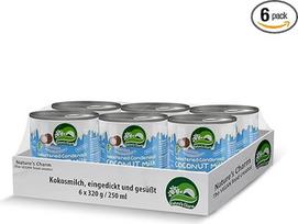 "Nature's Charm" sutirštintas ir pasaldintas kokosų pienas - veganiškas sutirštintas pienas - 6 x 320 g, idealiai tinka kepimui, kavai ir arbatai - 320 g (6 vnt.)