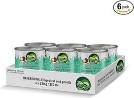 "Nature's Charm" sutirštintas saldintas kokosų pienas be cukraus - veganiškas sutirštintas pienas, idealus desertams ir kepiniams - 6 x 320 g