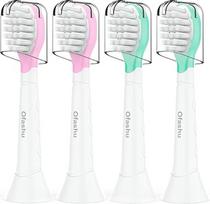 "Ofashu Kids" pakaitiniai šepetėliai, suderinami su "Philips Sonicare" vaikišku dantų šepetėliu, mini pakaitiniai šepetėliai, nuo 3-5 metų, rožinės/žalios spalvos, 4 vnt.