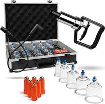 "Pulox Cupping Glasses Case" - 19 stiklinių rinkinys aliumininiame dėkle su siurbliu - Cupping with Vacuum Pump