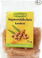 "Rapunzel" cukruotos imbiero lazdelės, 4 vnt. (4 x 75 g) - ekologiškos