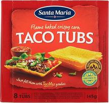 "Santa Maria Taco" mėgintuvėliai, 12 x 145 g, stabilūs ir universalūs, idealiai tinka šeimos vakarienei, vakarėliams ar greitam maistui