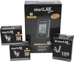 "smartLAB Genie" gliukozės kiekio kraujyje stebėjimo sistemos paketas | Kombinuotas matavimo rinkinys su 100 cukraus kiekio kraujyje testo juostelių ir 100 lazdelių, skirtas kasdienei diabeto gliukozės kiekio kraujyje stebėjimo sistemai | Tikslus kraujosp