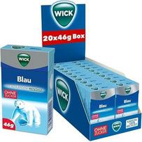 "WICK Blue" lašai nuo kosulio be cukraus - gilaus kvėpavimo pojūtis dėl mentolio ir natūralaus arvensų mėtos skonio - 20 vienetų pakuotė (20 x 46 g)