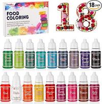 18 spalvų x 10 ml maistinių dažų rinkinys, 18 spalvų x 10 ml, labai koncentruoti maistiniai dažai, skirti pyragams, sausainiams, makaronams, tortų dekoravimui, velykiniams kiaušiniams, fondantui, tešlai, "pasidaryk pats" šlamštui, muilui, kepimui