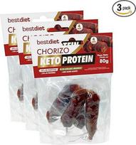 Bestdiet Keto baltymai Bestdiet Mažai riebalų Chorizo lazdelės baltymų užkandžiai Pakuotė iš 12 vienetų (3 pakuotės) po 80 g