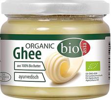 BIOASIA Ekologiškas sviestas Ghee, išgrynintas sviestas kepimui, kepimui, kepimui ir kepimui, gryni sviesto riebalai, skirti sveikai ajurvedinei virtuvei arba paleo dietai, 1 x 250 ml