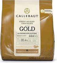 Callebaut GOLD Caramel Chocolate Couverture Callets 400g kepimo šokolado drožlių