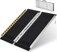 COSTWAY Neįgaliųjų vežimėlių rampa 91 cm, sulankstoma rampa, nešiojama ir neslidi, keliamoji galia iki 272 kg, pakrovimo rampa iš aliuminio, slenkstinė rampa neįgaliųjų vežimėlių laiptų durims (91 x 74 cm)