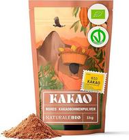 Ekologiški kakavos milteliai, 1 kg, Ekologiški kakavos milteliai. Natūralus, grynas iš neapdorotų kakavos pupelių, gaunamas iš Theobroma augalo, magnio ir fosforo šaltinis. NaturaleBio