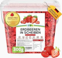EWL Naturprodukte Džiovintos šaltyje braškės 300 g Skanios, švelniai šaltyje džiovintos braškės, supjaustytos skiltelėmis, be priedų, vokiškas įdaras Džiovintos braškės, džiovinti vaisiai