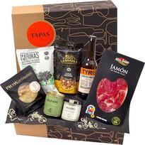 Jamon.de Tapas dovanų krepšelis, užpildytas dovanų krepšelis su amatininkų alumi, Serrano kumpiu ir gardžiais patiekalais iš Ispanijos, gimtadienio dovana ir padėka vyrams ir moterims