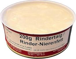 Jautienos inkstų riebalai / jautienos taukai (200 g) skardinėje, pagaminti Frankonijos amatų skerdykloje