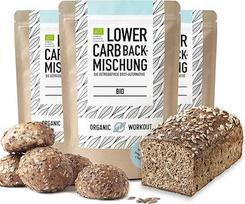 Mažiau angliavandenių turintis duonos kepimo mišinys, 3 x 350 g, ekologiškas, veganiškas, be glitimo, baltyminės duonos alternatyva, be grūdų, be laktozės, Keto Organic Workout
