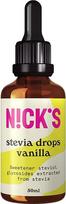 NICKS Stevia Liquid Flavour Drops Vanilla (50 ml) Keto saldiklis be cukraus, be kalorijų, cukraus pakaitalas su mažu angliavandenių kiekiu, saldiklis, skystas saldumas, cukraus alternatyva, saldiklis su pipete