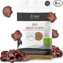 PALEO TO GO jautienos traškučiai [100% ekologiški] 60% daug baltymų turinčios ekologiškos jautienos [pagaminta Austrijoje] Be konservantų Baltyminiai jautienos užkandžiai džiovintos mėsos užkandžiai 8 x 20 g mėsos užkandžiai baltyminiai traškučiai
