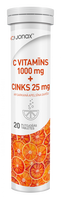 JONAX C VITAMINAS 1000 mg + CINKAS 25 mg šnypščiosios tabletės, 20 vnt.