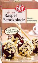 RUF Baltasis šokolado tarka, plonas smulkintas baltasis šokoladas, minkštas tirpstantis šokolado tarka pyragams, pyragaičiams, keksiukams ir ledams, be glitimo