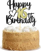Sumerk 1 gabalas 16-ojo gimtadienio berniukas Laimingas 16-ojo gimtadienio tortas Topper Tortas dekoracija 16-ojo gimtadienio moteris Vyras Tortas Topper 16-ojo gimtadienio torto dekoracija