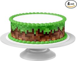 Torto juosta "Pixel Grass" valgoma - 4 vnt., 24 cm x 5 cm, tinkama tortams iki 30 cm ilgio valgyti - kūrybinga tortų puošmena