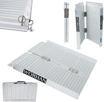 WORHAN® 61 cm aliuminio rampa neįgaliųjų vežimėliams, sulankstoma rampa, slenksčio rampa, nešiojama sulankstoma aliuminio rampa neįgaliųjų vežimėliams, platforma R2
