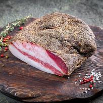 Wurstbaron® Guanciale Džiovinti kepimo riebalai su pipirais, šoninė iš Italijos, apie 0,5 kg