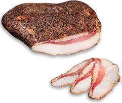Wurstbaron® Guanciale riebalai kepimui džiovinti su pipirais, šoninė iš Italijos, apie 1,0 kg (2 x 500 g rinkinys)