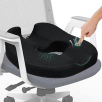 ZHOOGE Sėdynės pagalvėlė Ortopedinė sėdynės pagalvėlė Haemorrhoid Coccyx pagalvėlė, Doughnut sėdynės žiedas automobiliui, sofai, biurui ir neįgaliųjų vežimėliui, juoda, 44,5 x 47,0 x 14 cm
