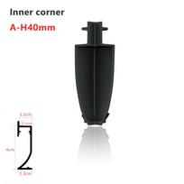 H40/50/65mm LED Skirting Linijinis Šviestuvas Aliuminio Profilio Priedai Grindjuostės Plastikinis Vidinio Kampo Išorinio Kampo Jungtis Black