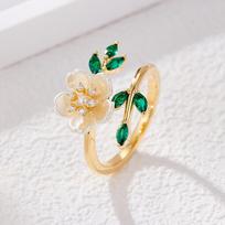 Elegant Spring & Summer Floral Open Ring: Luxurious, Delicate Micro-Inlaid Design for a Sweet, Chic Touch