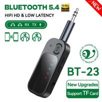 2 viename kelių taškų Bluetooth 5.4 garso siųstuvo imtuvas 3,5 mm AUX RCA TF kortele grojantis HIFI dviejų srautų stereo muzikos belaidis adapteris su mikrofonu BT-23