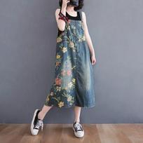 Džinsinė suknelė moterims didelio dydžio Atvira kasdienė Vintažinė be rankovių Didelės kišenės Laisvos Retro džinsinės suknelės Moteriškos vasaros M mėlyna