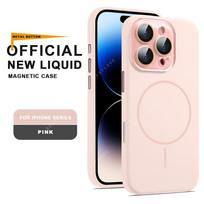 Oficialus silikoninis magnetinis telefono dėklas, skirtas iPhone 16 15 14 13 12 11 Pro Max Plus SE, su Magsafe belaidžio įkrovimo apsauginiu dangteliu For iPhone 16 rožinė