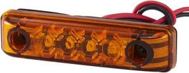 Gabaritinis LED žibintas, stačiakampio formos, 24 V, gintariniai, tvirtinami varžtais, 65x11x16 mm, 4 šviesos diodai, "Hella ValueFit