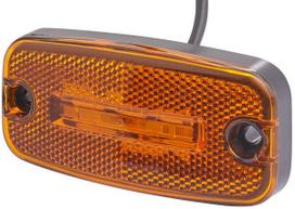 Gabaritinis LED žibintas, stačiakampio formos, 12 V, gintariniai, tvirtinami varžtais, 2 šviesos diodai, "Hella