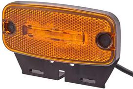 Gabaritinis žibintas LED, 0,70 W, stačiakampio formos, 12 V, gintarinė, tvirtinama varžtais, 2 LED, "Hella