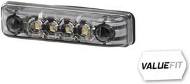 Gabaritinis LED žibintas, stačiakampio formos, 24 V, balti, tvirtinami varžtais, 65x11x16 mm, 4 šviesos diodai, "Hella ValueFit