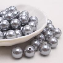 Sidabriniai pilki 6–30 mm ABS plastikiniai perlų karoliukai, tiesi skylė papuošalams „pasidaryk pats“ 18MM, 15 pieces